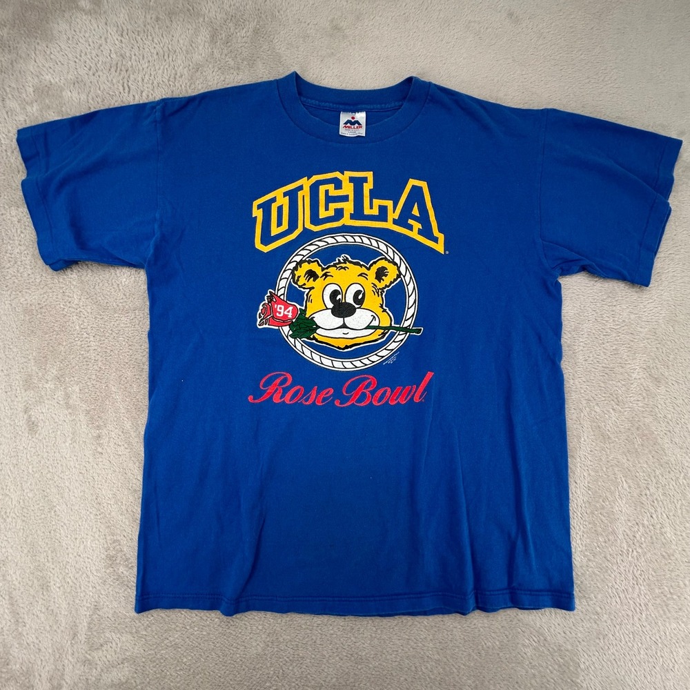 Vintage Miller Mens UCLA Rose Bowl 1994 T-Shirt Large Blue Preowned NCAA